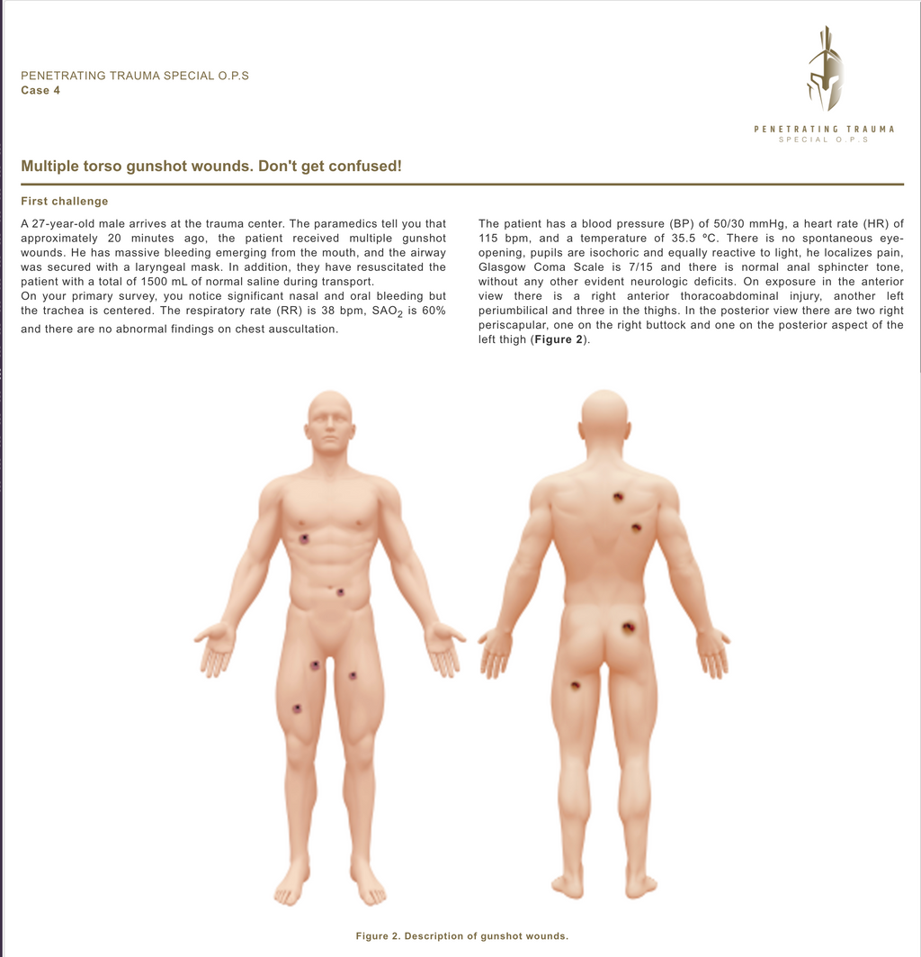 Case 4 (EN): Multiple torso gunshot wounds. Don't get confused!