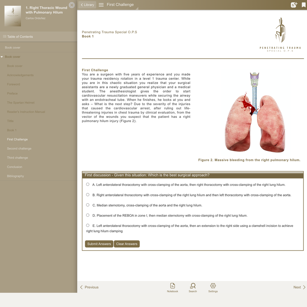 Case 1 (EN): Right Thoracic Wound with Pulmonary Hilum Injury